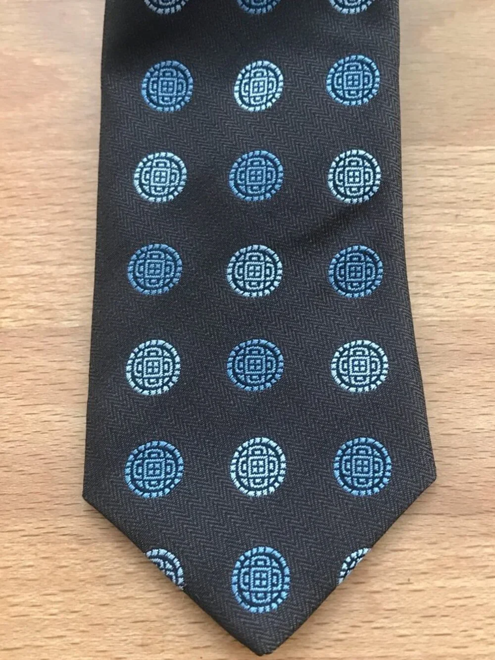 John Varvatos Silk Tie with Circular Geometric Print Medallion Motif
